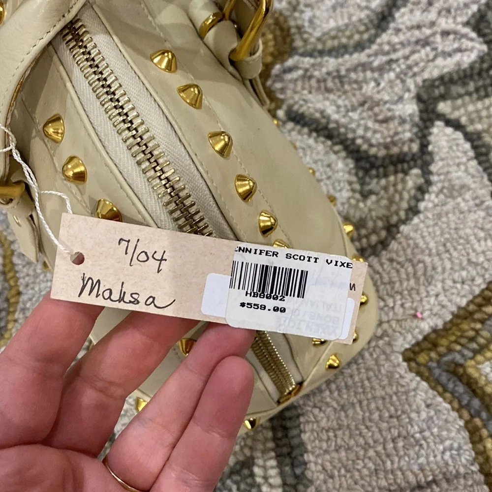 💕 Jennifer Scott Mahsa vixen bone Italian leather satchel gorgeous $559 💕
